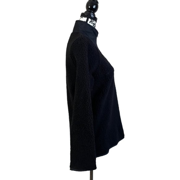 St. John's Bay | Black Sherpa Mock Neck Long Sleeve Quarter-Zip Pullover Small - Picture 6 of 7